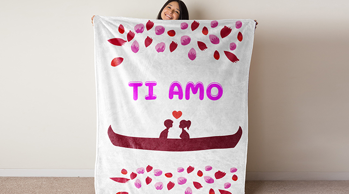 Coperta Romantica Pinguini "I Love You" - Morbida Flanella 152x127 Cm, Regalo Per Anniversario, Coppie, Fidanzati, Compleanno (Bianco)