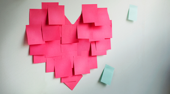 dichiarazione d'amore con post-it