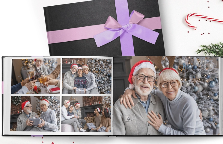 Libri fotografici personalizzati in pelle Valentina con nastro di Printerpix