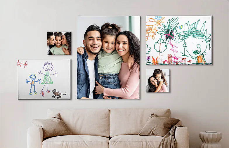 Regali fotografici per la festa della mamma su tela personalizzata di Printerpix Tutti i layout e le dimensioni