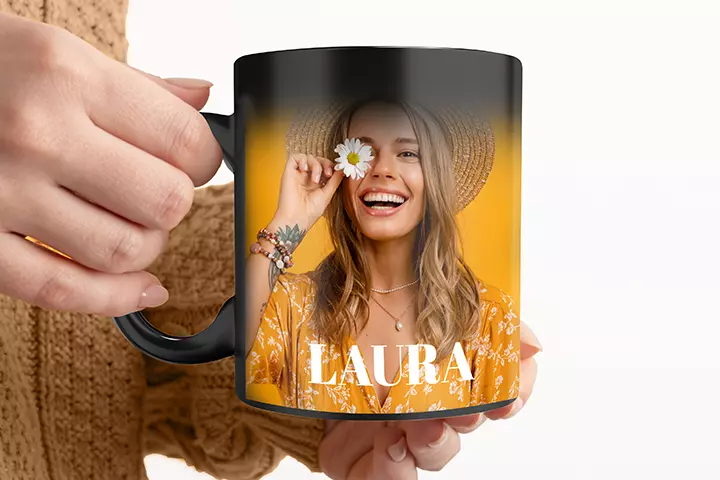 Tazza magica personalizzata di Printerpix che cambia colore con il calore con foto personalizzata di un bambino rivelata