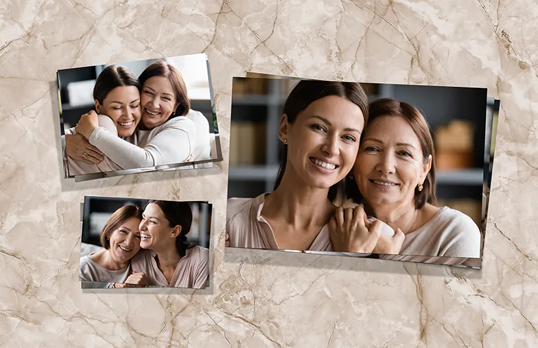 Pila di stampe fotografiche personalizzate dal servizio di stampa fotografica online di Printerpix