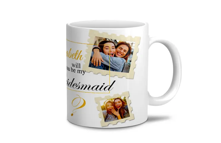 Mamma e bambino con tazza personalizzata con design cartoon di Printerpix con testo per papà