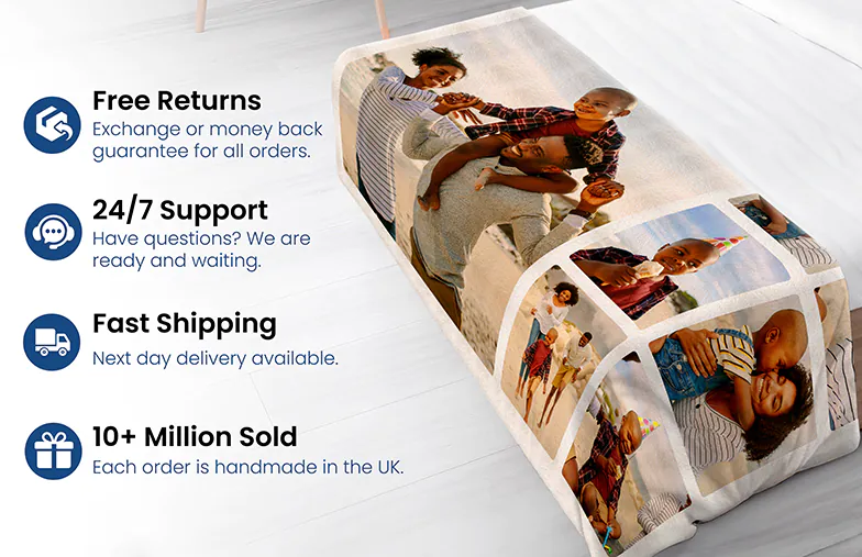 Grande coperta fotografica su letto matrimoniale con foto di ragazza