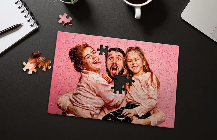 puzzle personalizzato in cartone con foto di famiglia