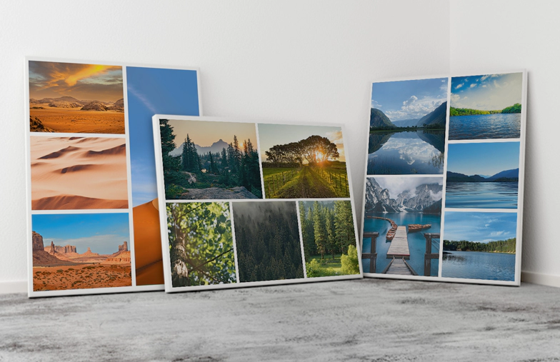 Stampa su tela personalizzata da appendere al muro con collage fotografico personalizzato