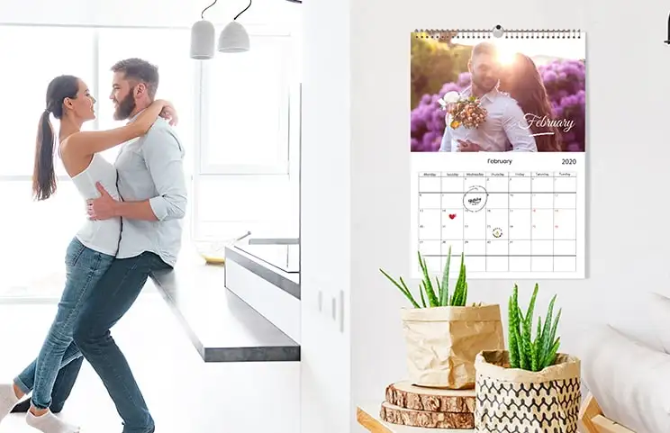 Calendario da parete A3 2020 appeso con design fotografico personalizzato di printerpix