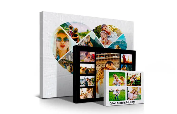 Grande stampa su tela con collage fotografico personalizzato di foto di famiglia